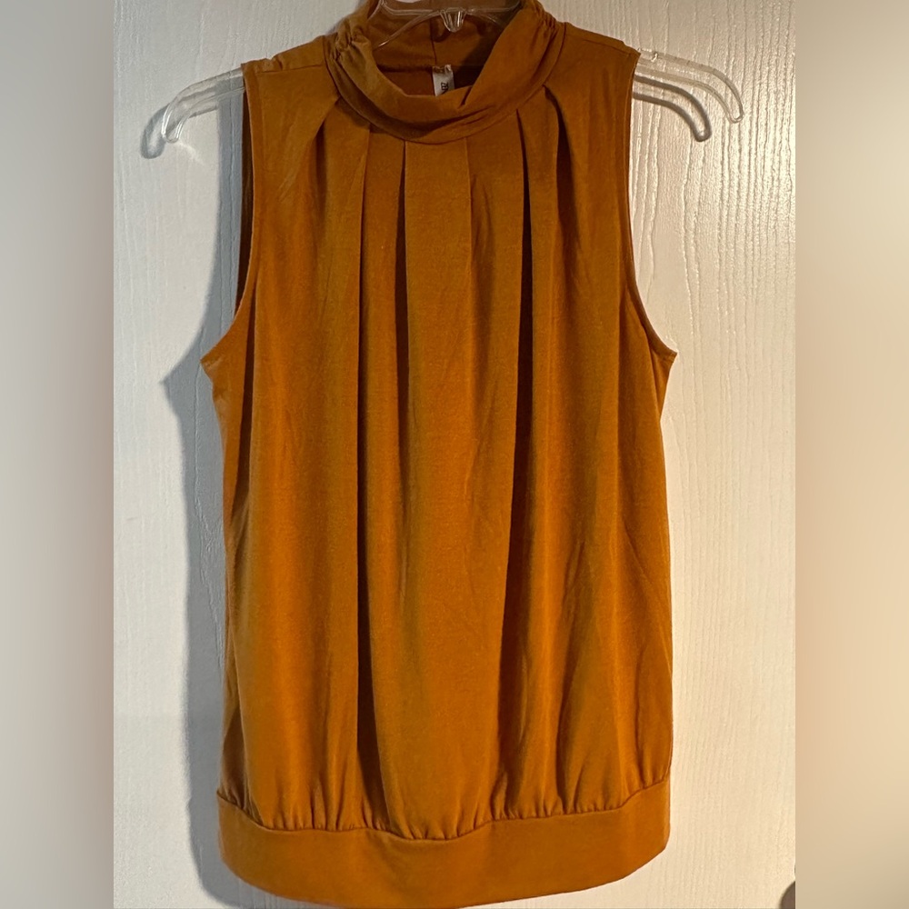 Zenana Outfitters Sleeveless Mock Neck Top - Rust Orange